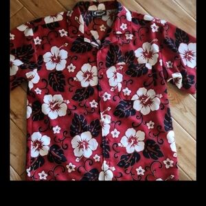 Men's Red Floral Casual Button Down Shirt